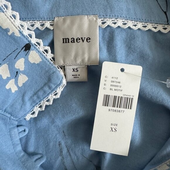 NWT Anthropologie Maeve Smocked Buttondown Top XS‎ Blouse - Picture 7 of 7